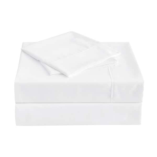PUR & CALM 4-Piece White Antimicrobial Solid Microfiber Full Sheet Set