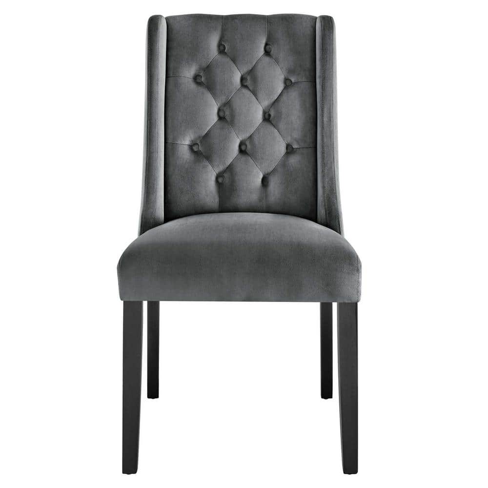 Baronet Gray Velvet Upholstered High Back Side Chair Set