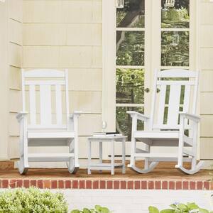 Hampton White Recycled Plastic All Weather Resistant Outdoor Rocking Chair Porch Rocker Patio Rocking Chair Set of 2