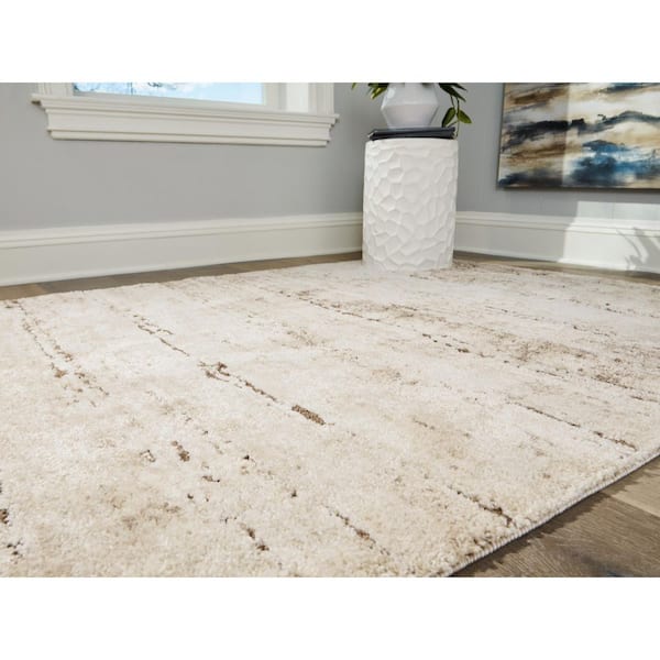 Kasney Beige 5 ft. x 7 ft. Abstract Area Rug