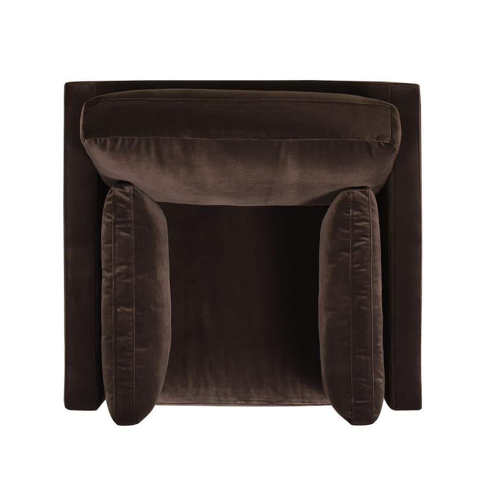 Knox Deep Brown Velvet and Wood Armchair 36"