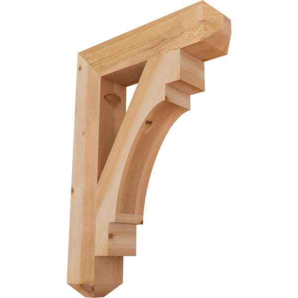 Ekena Millwork 5.5 in. x 40 in. x 28 in. Western Red Cedar Merced Craftsman Smooth Bracket