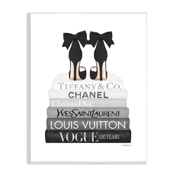 Stupell Industries Elegant Black Bow Heels Fashion Glam Bookstack by Amanda Greenwood Unframed Print Abstract Wall Art 13 in. x 19 in.