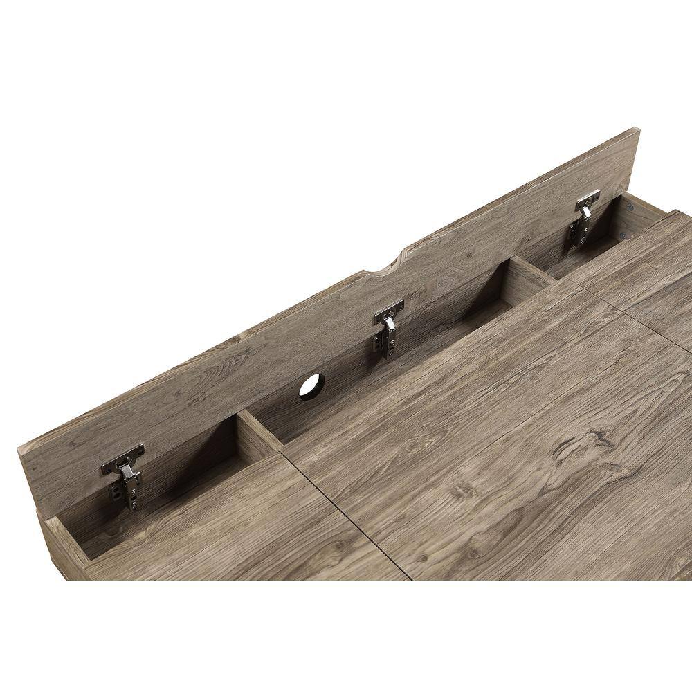 Transitional Rustic Driftwood Corner Home Office Desk with Drawer