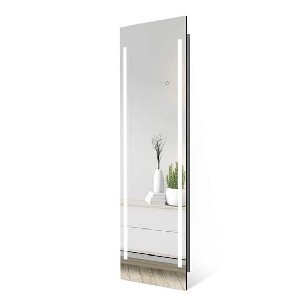 Fab Glass and Mirror 19 in. x 59 in. Full Length LED Lighted Free Standing Floor Mirror with ON/OFF Touch Button for Makeup and Dressing