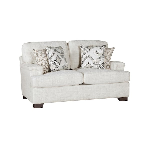 Lazzara Croydon 66 in. W Cream Chenille 2-Seater Loveseat