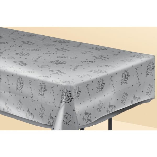 Amscan New Year's 108 in. Clear Plastic Tablecover (5-Pack)