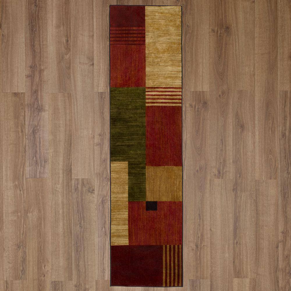 Modern Geometric Multicolor Synthetic Runner Rug, 2' x 5'