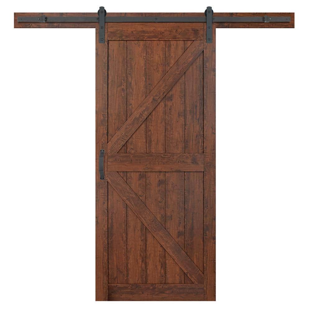 Masonite 36 in. x 84 in. 1 Panel KBar Auburn Interior Sliding Barn
