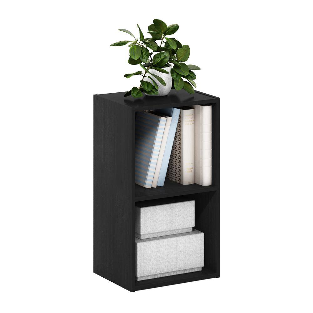 Black 2-Tier Composite Wood Cube Bookcase