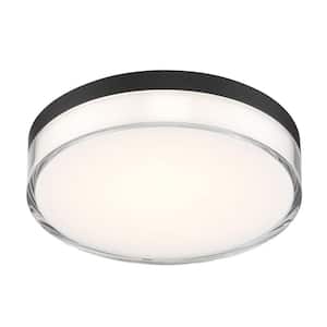 Vantage 7 in. 1-Light Black LED Flush Mount with Acrylic Shade