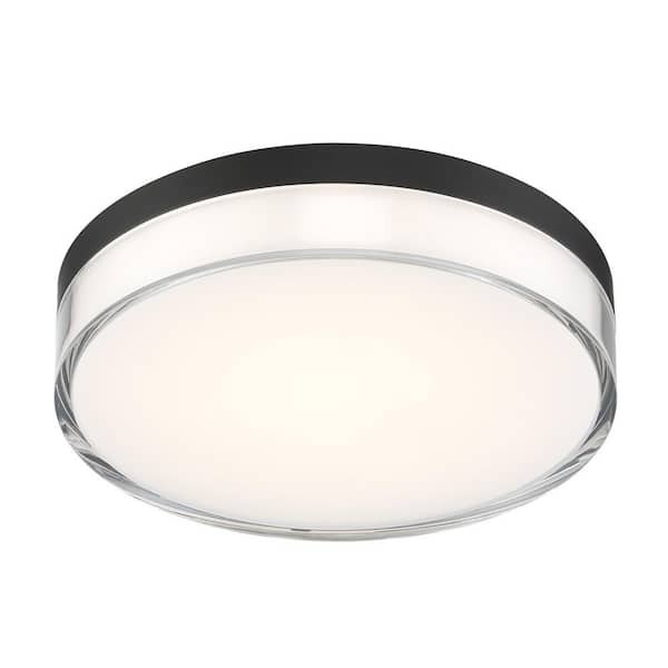 Minka Lavery Vantage 7 in. 1-Light Black LED Flush Mount with Acrylic Shade