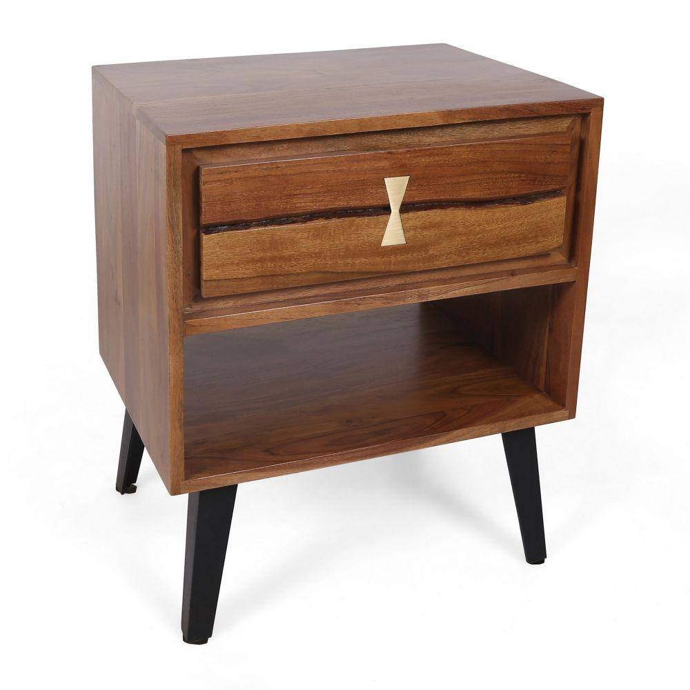 Benjara 15.5 In. Brown And Black Rectangular Wood Top End Table ...