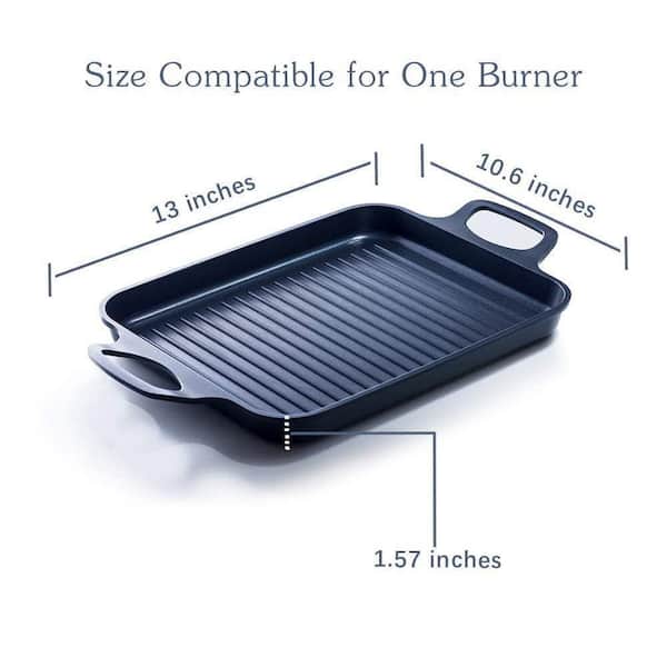 13 in. x 10.6 in. Nonstick Grill Pan for Indoor, Gas Range Grill Panel/Skillet, Black