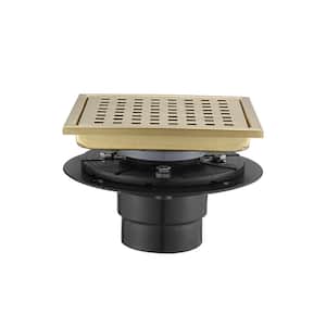 6 in. Square Grate Shower Drain Stainless Steel Shower Floor Drain with Hair Strainer Drain Shower in Brushed Gold