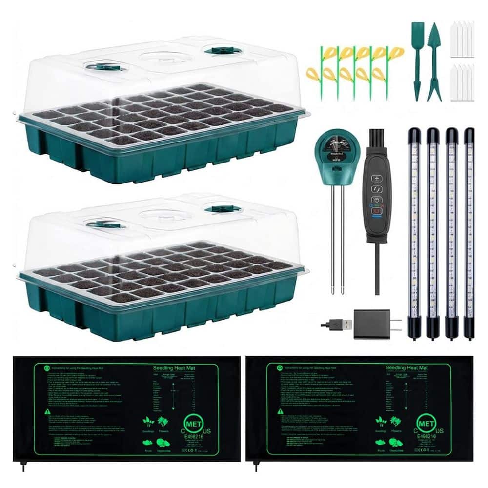 Seed Starter Tray with Grow Lights and Heat Mat, 3-in-1 Soil Meter, 80-Cell Seed Growing Tray for Indoor Plants 2-Pack price history on PriceWatchPro