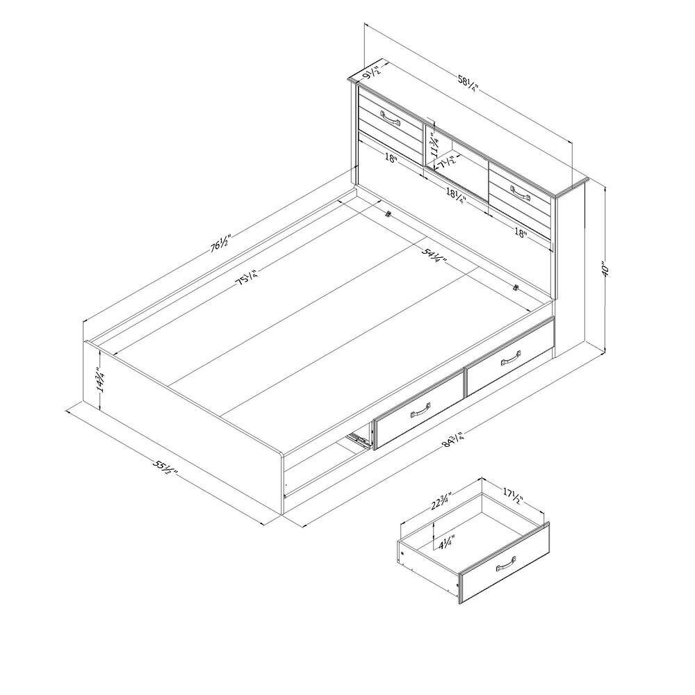 Fall Oak Full Platform Bed with Storage and Headboard