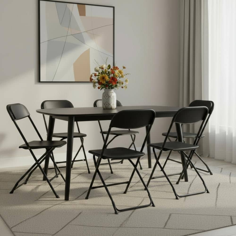 Set of Six Black Metal Outdoor Folding Stacking Dining Chairs price history on PriceWatchPro