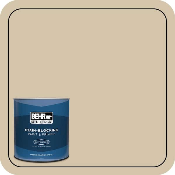 BEHR ULTRA 1 qt. #ICC-60 Brown Bread Extra Durable Satin Enamel Interior Paint & Primer
