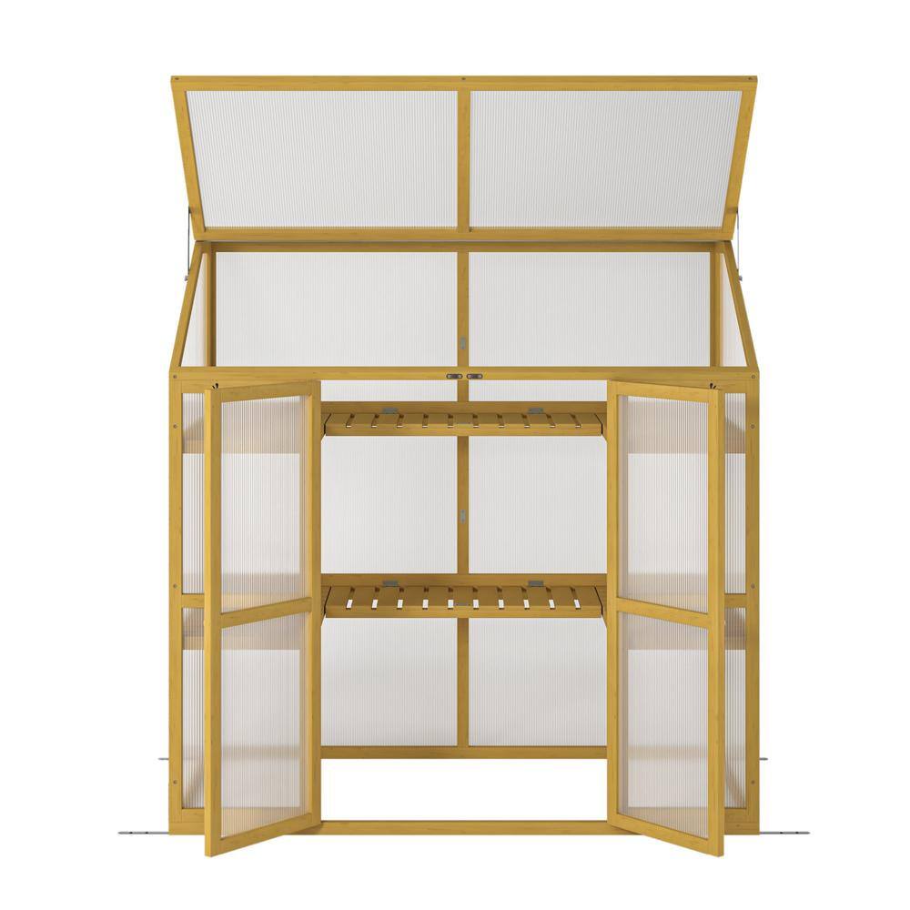 53 in. W x 27.75 in. D x 53.93 in. H Wooden Cold Frame Greenhouse, Polycarb