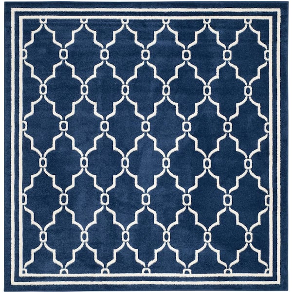 SAFAVIEH Amherst Navy/Beige 7 ft. x 7 ft. Square Diamond Geometric Area Rug