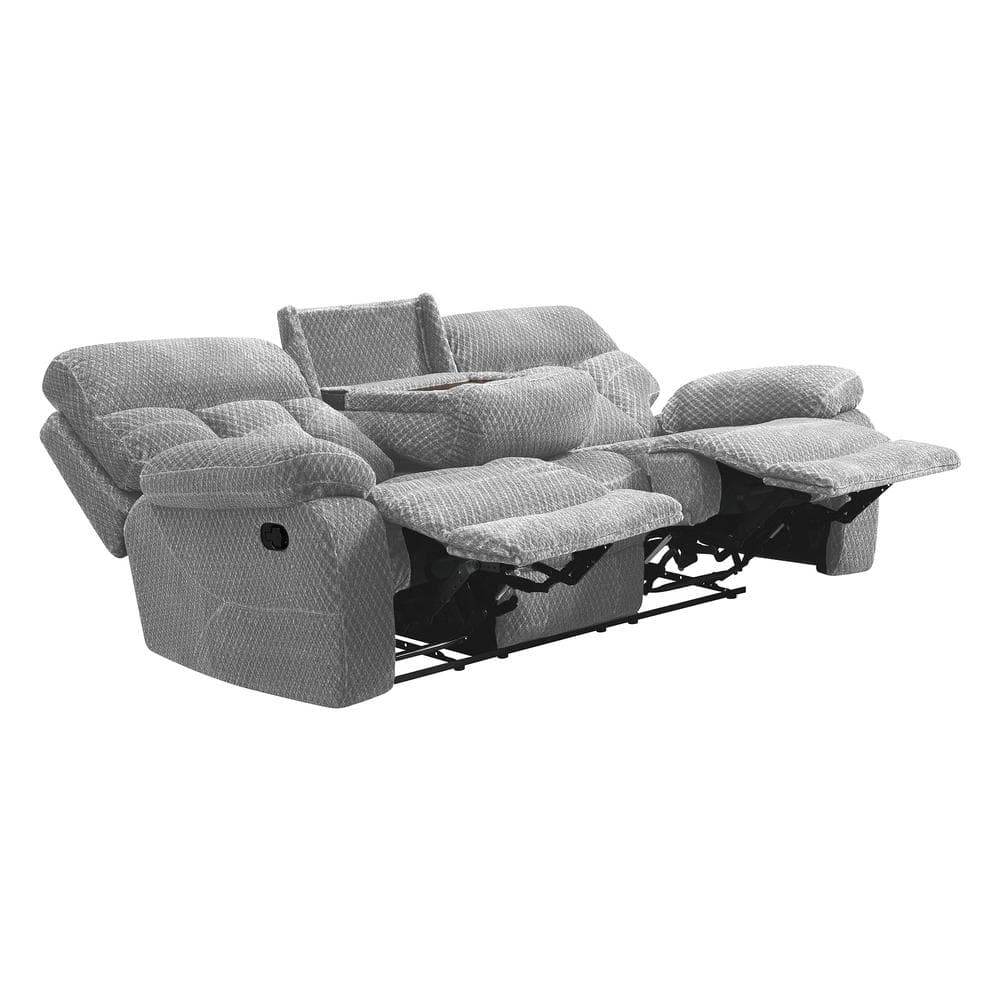 Bravo 87" Stone Gray Manual Reclining Sofa with Pillow-top Arms