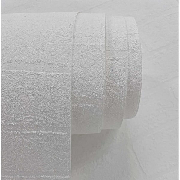 57.5 sq. ft. Off-White Limestone Brick Paintable Paper Unpasted Wallpaper Roll