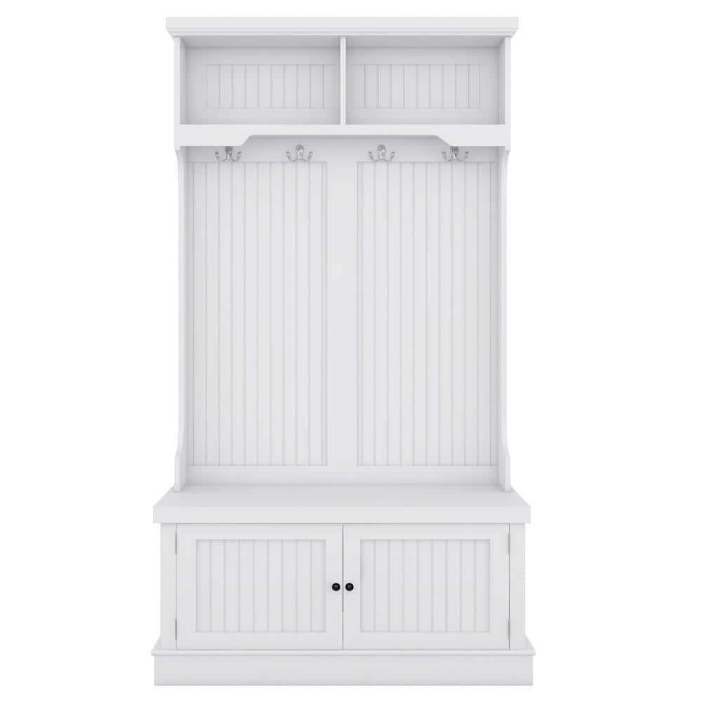 35.5 in. W x 18.3 in. D x 64.4 in. H White Linen Cabinet 4-in-1 Design Coat