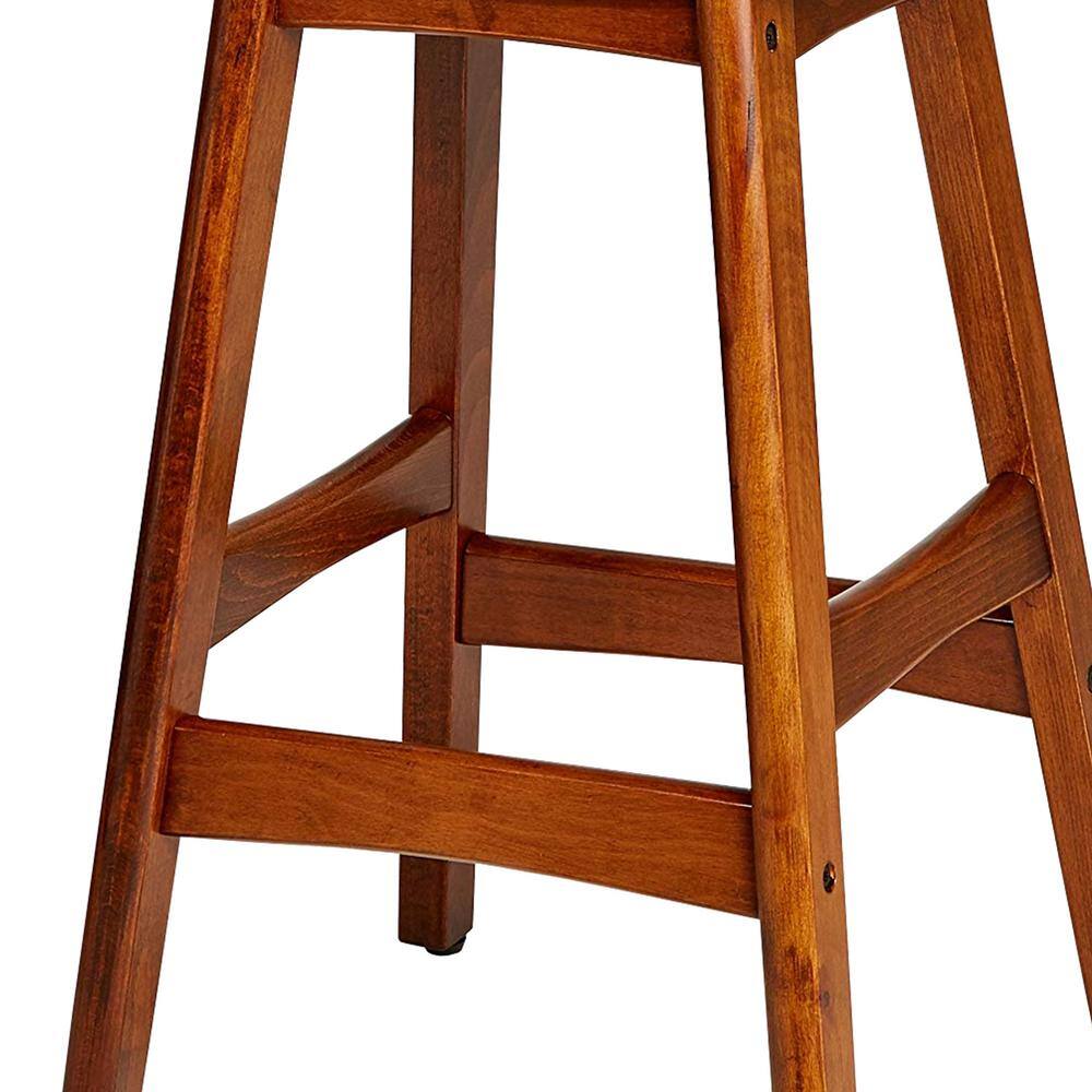 Black Leather Saddle-Style Wood Counter Stool, Set of 2