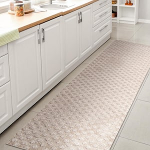 Rabat High-Low Pile Mini-Diamond Trellis Beige 2 ft. x 10 ft. Indoor/Outdoor Runner Rug