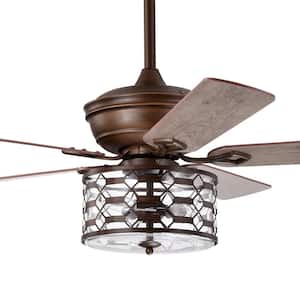 Dillon 52 in. 3-Light Indoor Brown Faux Wood Grain Finish Ceiling Fan with Light Kit