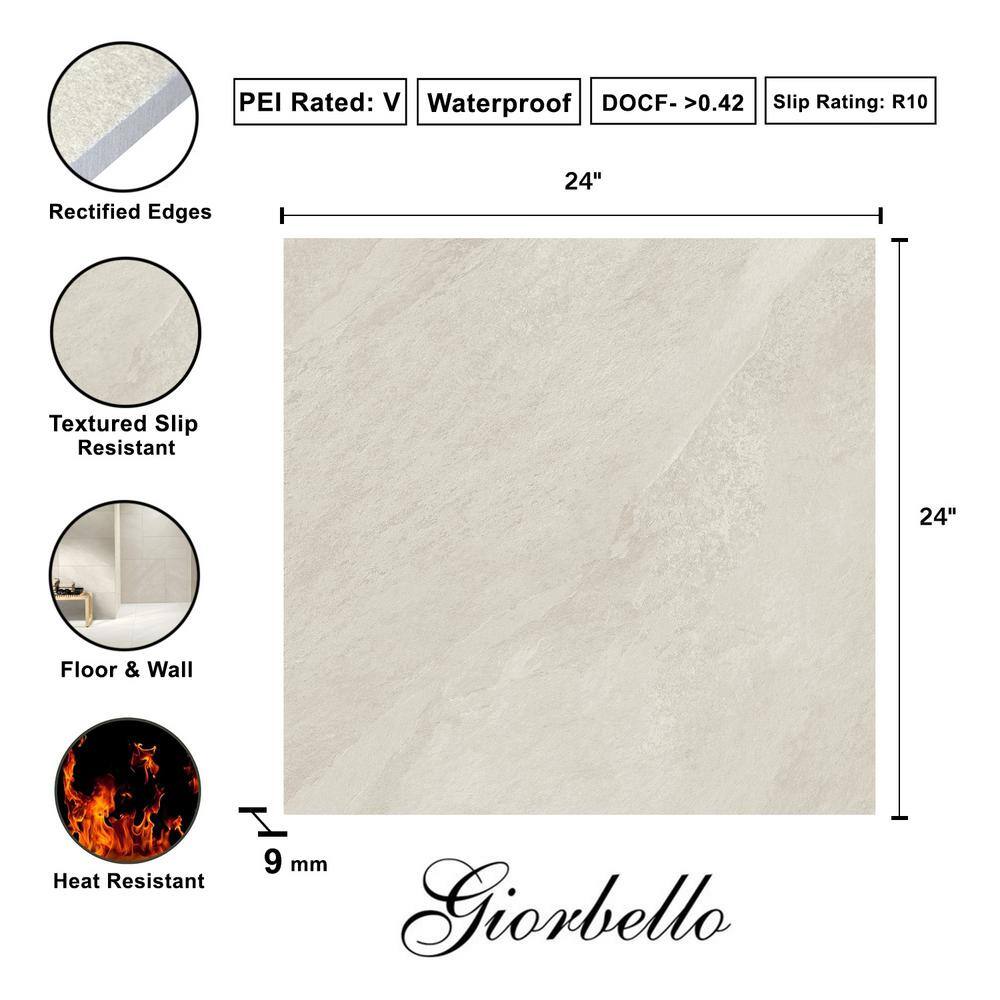 Hurricane 24" x 24" Beige Glazed Porcelain Floor and Wall Tile