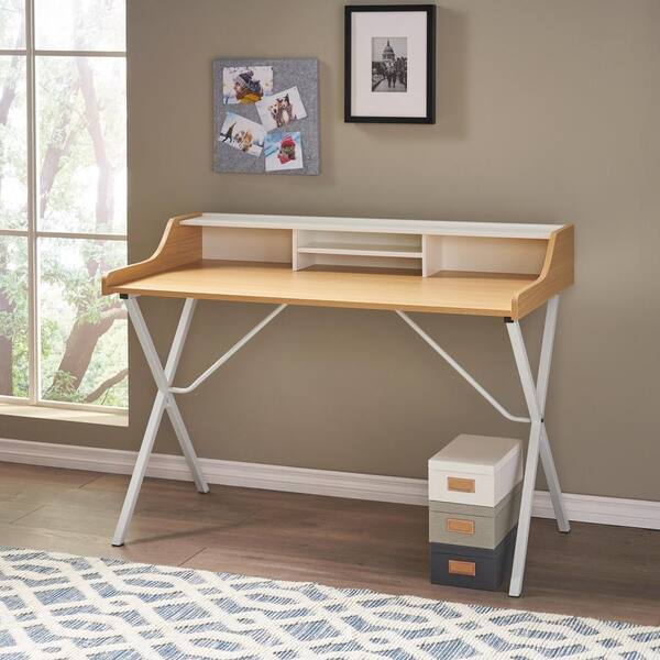 Basics Wood Lift-Top Kids Rectangular Study Desk, White