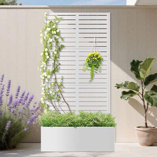 TUYOHW 35 in. x 16 in. x 71 in. White Metal Raised Garden Planter Box with  Trellis for Climbing Plants & Cucumbers RW-SCX-ZZX-873 - The Home Depot