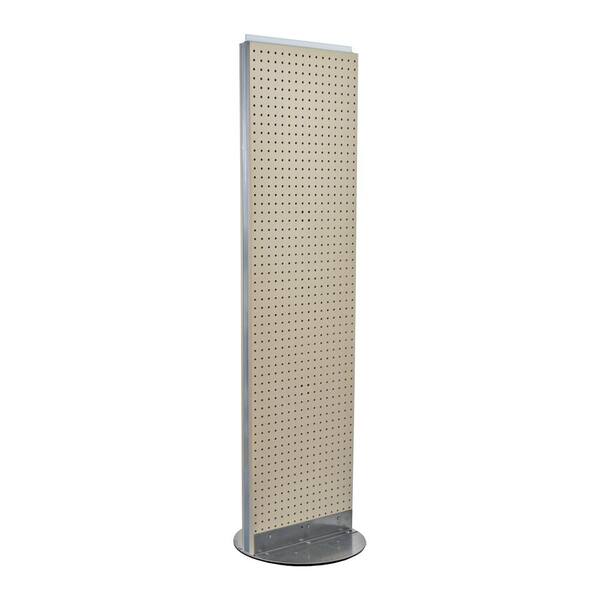 null 60 in. H x 16 in. W 2- Sided Styrene Pegboard Floor Display on Revolving Base in Almond