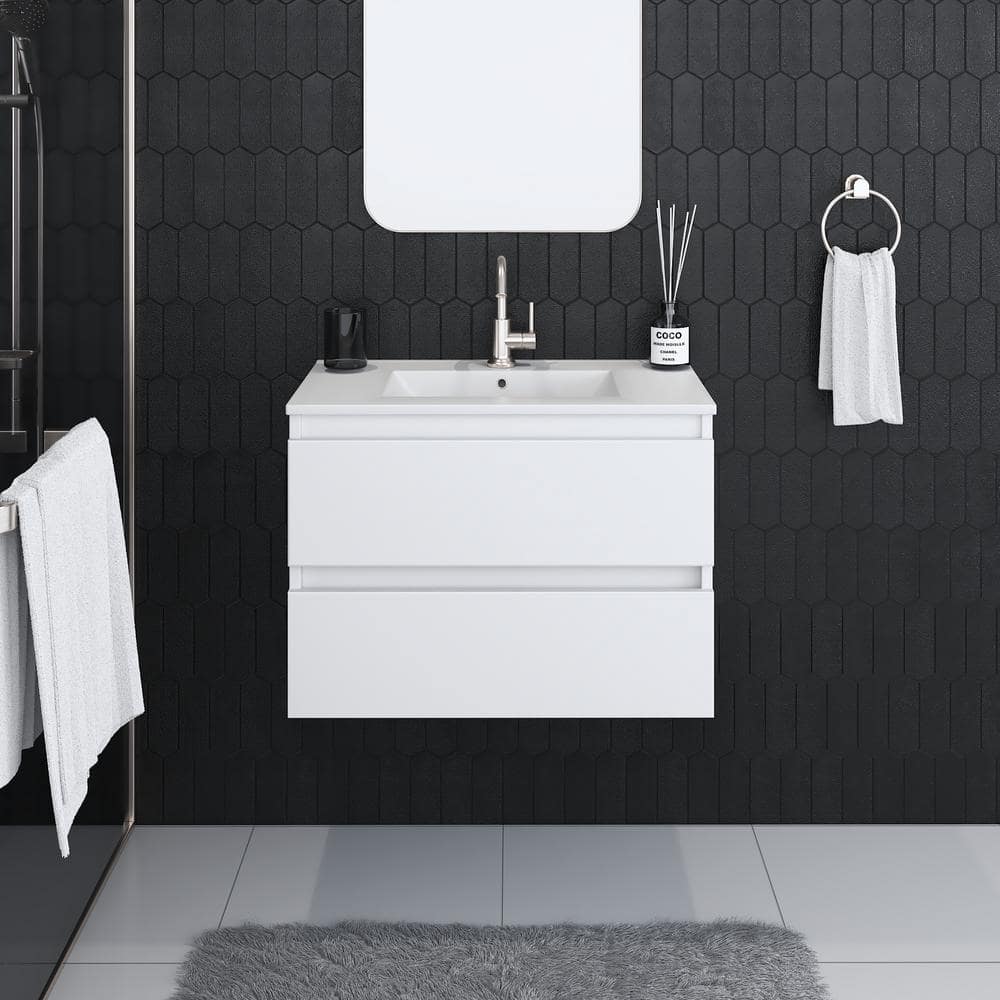 Salt 30 in. W x 18 in. D Bath Vanity in White with Ceramic Vanity Top in White with White Basin price history on PriceWatchPro