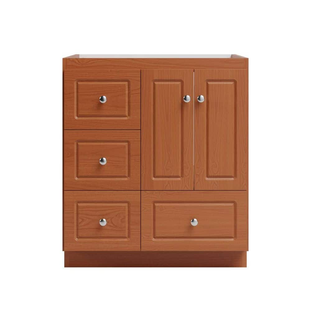 Ultraline 30 in. W x 21 in. D x 34.5 in. H Bath Vanity Cabinet without Top in Medium Alder price history on PriceWatchPro