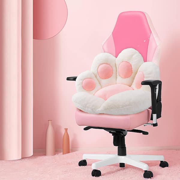 Angel Sar 28 in. x 24 in. White Cat Paw Chair Pad, Comfy Kawaii