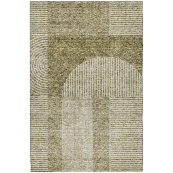 Dream Shag Premium Machine Washable Abstract ADS711 Taupe 10 ft. x 14 ft. Area Rug