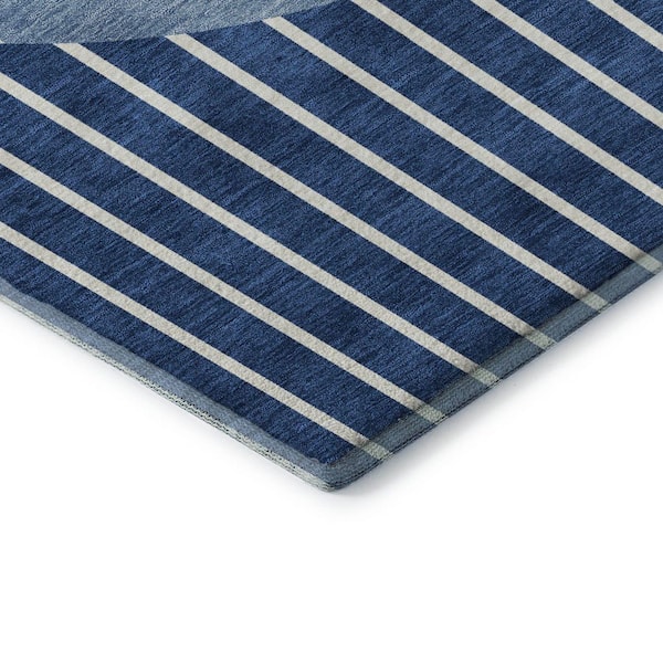 Mayfield Premium Machine Washable Abstract AMF994 Navy 5 ft. x 7 ft. 6 in. Area Rug