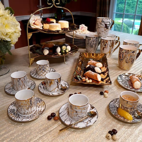 Certified International Matrix Gold Porcelain Espresso Cup and