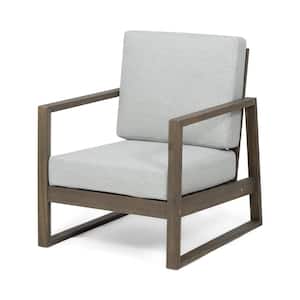 Eclipse Gray Wood Outdoor Patio Lounge Chair with Light Gray Cushion