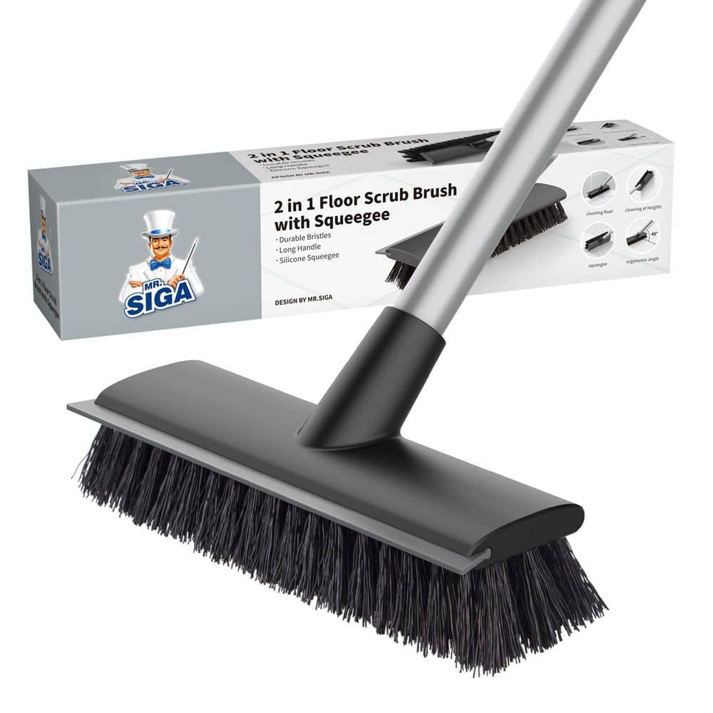 48.8 in. x 8.7 in. Gray 2 in 1 Stiff Bristles Floor Brush with Long Handle, for Bathroom, Garage, Wall, Tile (1-Pack) price history on PriceWatchPro