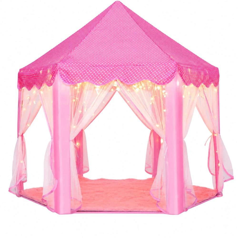 Princess Castle Play Tent for Girls 55x53 In with Star Lights and Play Mat Polyester Indoor Outdoor Kids Playhouse price history on PriceWatchPro