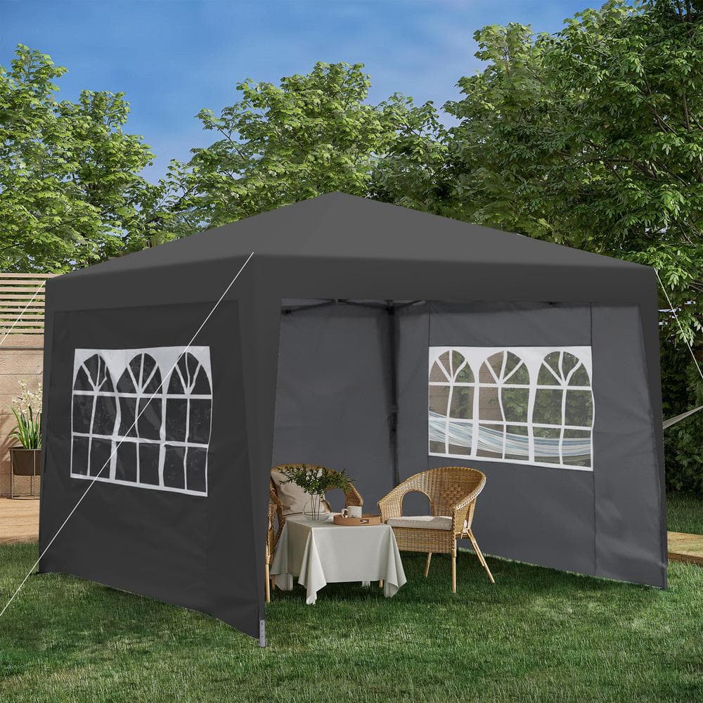 10 ft. x 10 ft. Outdoor Pop Up Canopy Tent with Removable Sidewall with ...