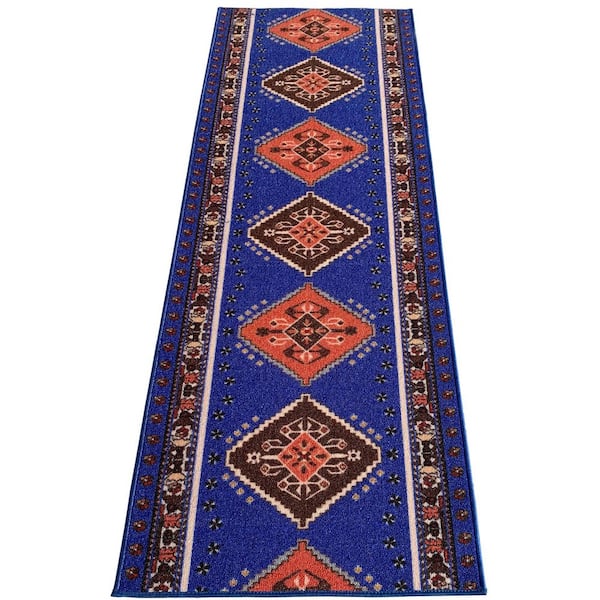 Southwestern Blue 31 in. W x 7 ft. L RunnerRug/Stair Runner 18.2 sq. ft.