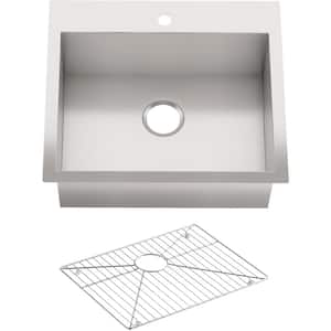 Vault Drop-In/Undermount Stainless Steel 25 in. 1-Hole Single Bowl Kitchen Sink Kit
