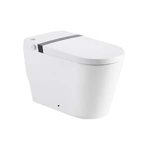 Electric Elongated Bidet Seat for Toilet in White with Auto-Flush Warm Water Air Drying Heated Seat Remote Function