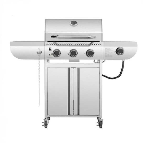 3-Burner Portable Stainless Steel Silver Propane Grill with Versatile Cooking System