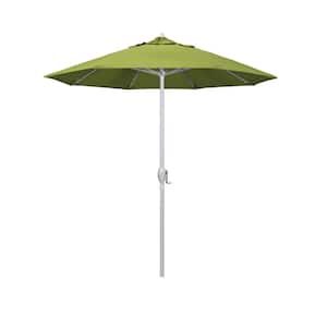 7.5 ft. Matted White Aluminum Market Patio Umbrella Auto Tilt in Macaw Sunbrella